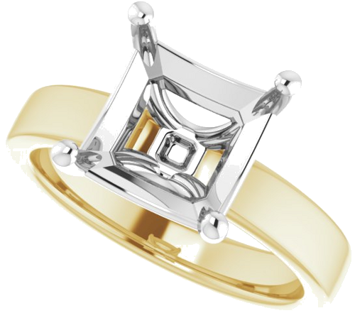 Sužadėtuvių Žiedas „Solitaire“ 14k yellow/white gold Asscher 9mm (5)