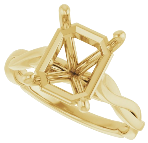 Sužadėtuvių Žiedas „Infinity-Inspired“ 14k yellow gold Emerald 10mm x 8mm (5)