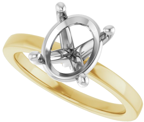 Sužadėtuvių Žiedas „Solitaire“ 14k yellow/white gold Oval 10mm x 8mm (5)