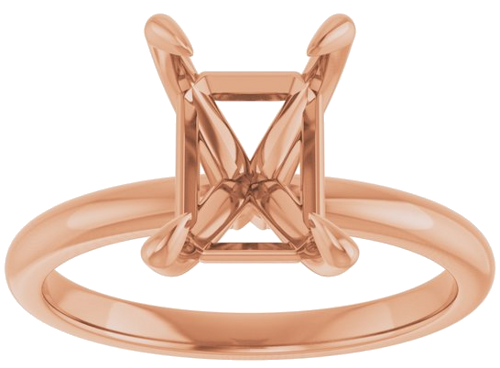 14K Rose  9x7 mm Emerald Solitaire Engagement Ring Mounting (3)