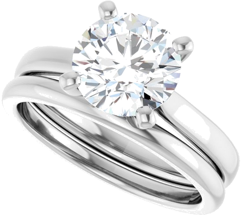 Sužadėtuvių Žiedas „Solitaire“ 585 Baltojo Aukso Round 8mm (10)