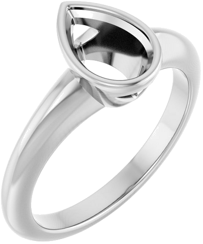Sužadėtuvių Žiedas „Bezel-Set Solitaire“ 14k white gold Pear 8.5mm x 5.5mm (1)
