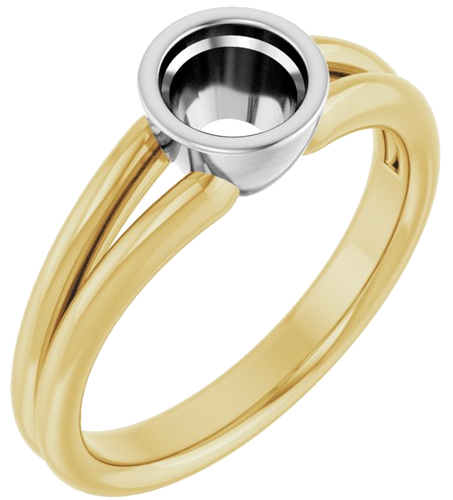 Sužadėtuvių Žiedas „Bezel-Set Solitaire“ 14k yellow/white gold Round 5.5mm (1)