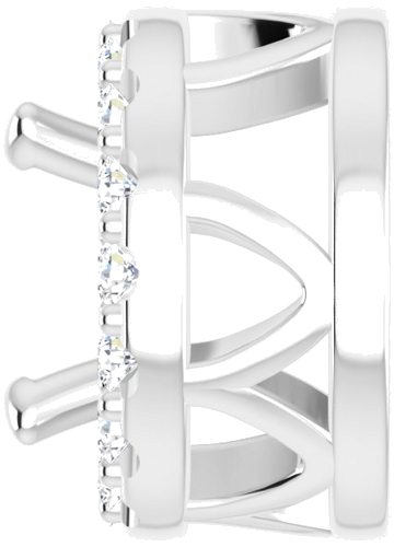 14K White 4.8 mm Round .08 CTW Natural Diamond Semi-Set Pendant (3)