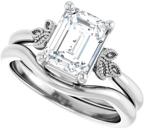 Sužadėtuvių Žiedas „Solitaire“ 14k white gold Emerald 8mm x 6mm (10)