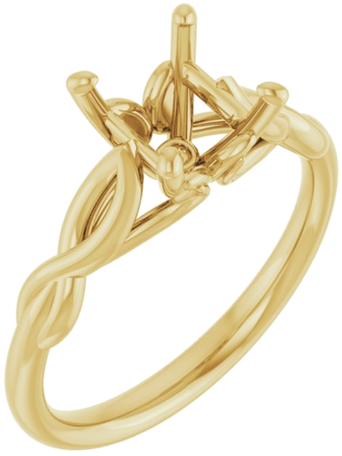 14K Yellow  5.5 mm Square Solitaire Engagement Ring Mounting (1)