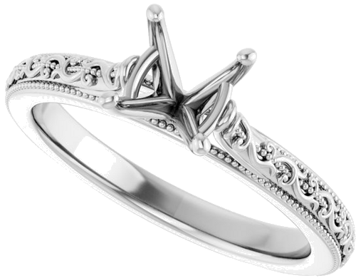 14K White  6.5 mm Round Solitaire Engagement Ring Mounting (5)