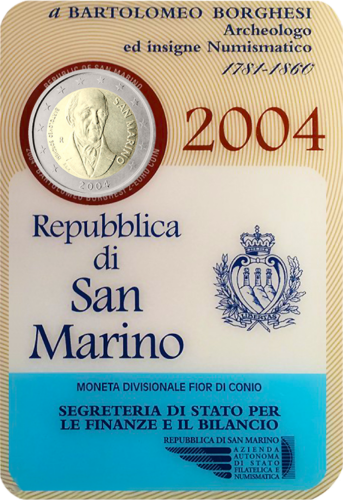 2004 Сан-Марино Бартоломео Боргези монета 2 евро (2)