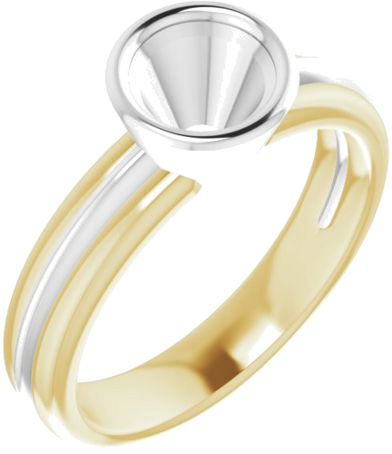 Sužadėtuvių Žiedas „Bezel-Set Solitaire“ 14k yellow/white gold Round 6mm (1)