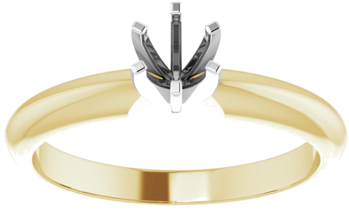 14K Yellow   White 4-4.1 mm Round 6-Prong Solitaire Ring Mounting (3)