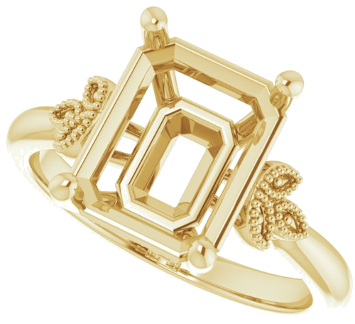 14K Yellow 10x8 mm Emerald Solitaire Engagement Ring Mounting (5)