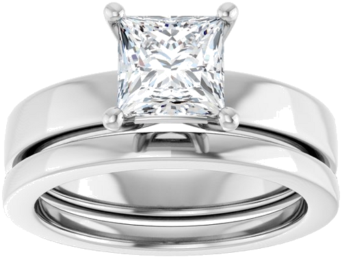 14K White 6 mm Square Solitaire Engagement Ring Mounting (8)