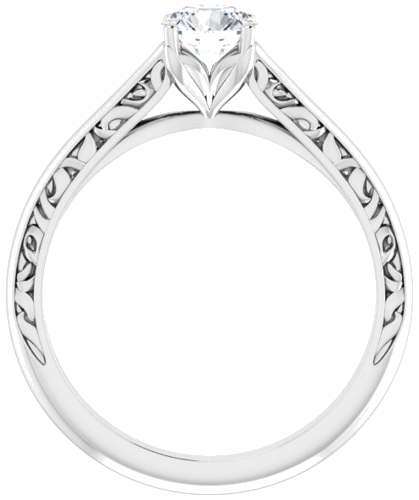 Sužadėtuvių Žiedas „Solitaire Sculptural“ 14k white gold Round 5.2mm (7)