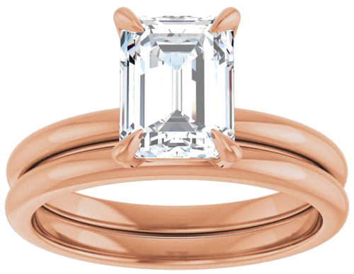 14K Rose  8x6 mm Emerald Solitaire Engagement Ring Mounting (8)