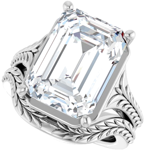 Sužadėtuvių Žiedas „Solitaire“ 14k white gold Emerald 14mm x 10mm (10)