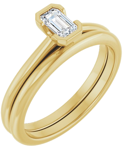 Sužadėtuvių Žiedas „Half-Bezel“ 10k yellow gold Emerald 5mm x 3mm (6)