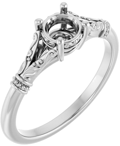 Sterling Silver 5.2 mm Round Solitaire Engagement Ring Mounting (1)
