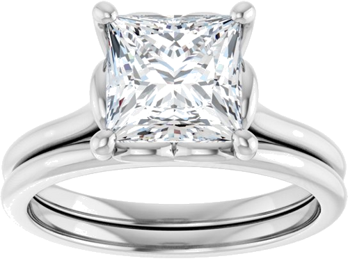 Sužadėtuvių Žiedas „Solitaire“ 585 Baltojo Aukso Square 7mm (8)