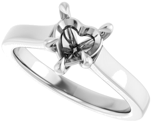 Sužadėtuvių Žiedas „Claw-Prong“ 14k white gold Heart 6.5mm (5)