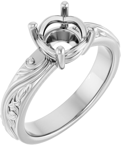 Sužadėtuvių Žiedas „Solitaire Sculptural“ 14k white gold Round 7.4mm (1)