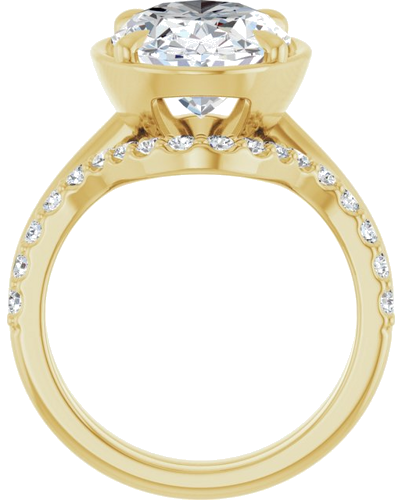 Sužadėtuvių Žiedas „Claw-Prong Solitaire Bezel-Style“ 14k yellow gold Oval 14mm x 10mm (7)