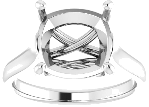 Platinum 10 mm Cushion Solitaire Engagement Ring Mounting (3)