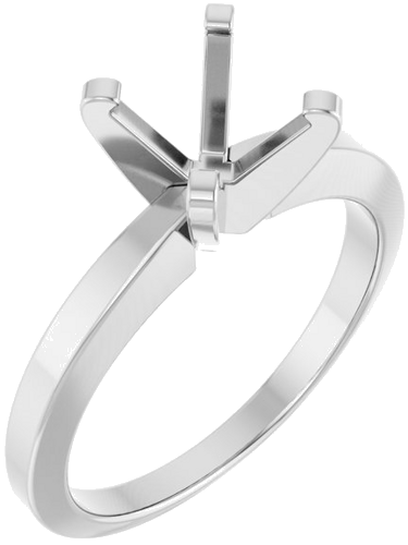 14K White 7 mm Round Solitaire Engagement Ring Mounting (1)