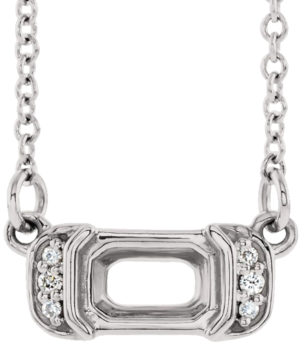 Pakabukas „Accented Bar“ 14k white gold Emerald 6mm x 4mm (1)