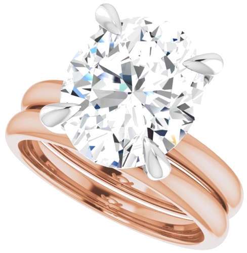 Sužadėtuvių Žiedas „Solitaire“ 585 Baltojo Ir Rožinis Aukso Oval 12mm x 10mm (10)