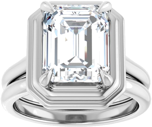 Sužadėtuvių Žiedas „Claw-Prong Solitaire“ 14k white gold Emerald 10mm x 8mm (8)