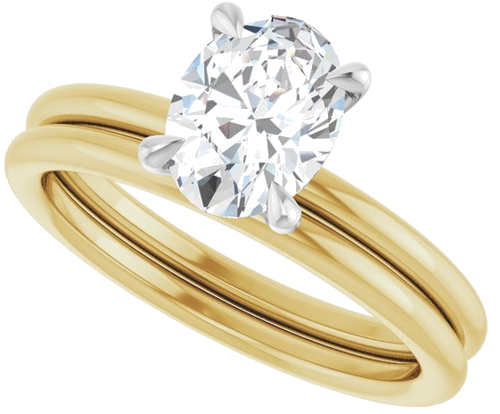 Sužadėtuvių Žiedas „Claw-Prong Solitaire“ 14k yellow/white gold Oval 8mm x 6mm (10)