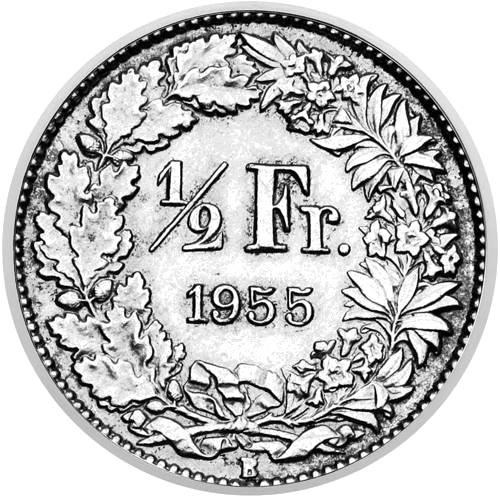1/2 франка Гельвеция (1875–1967) серебряная монета Швейцарии (2)