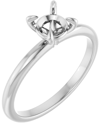 14K White  5.8 mm Round Solitaire Engagement Ring Mounting (1)