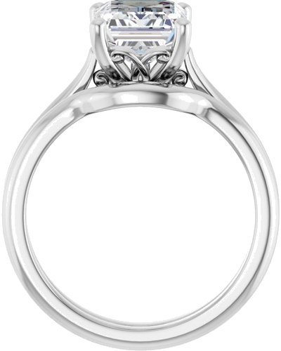 14K White 9x7 mm Emerald Solitaire Engagement Ring Mounting (7)