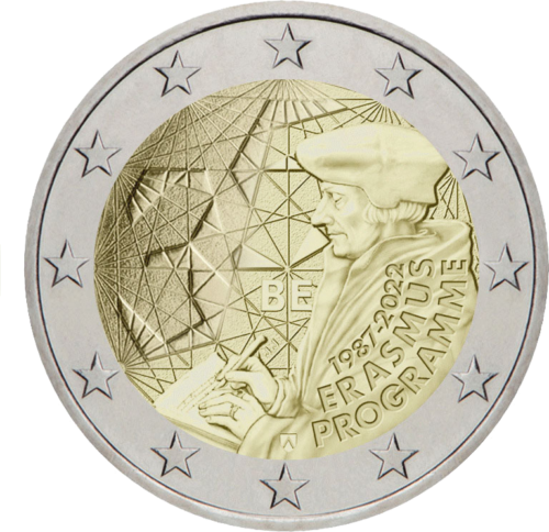 2022 Бельгия Эразм 2 евро монета (1)