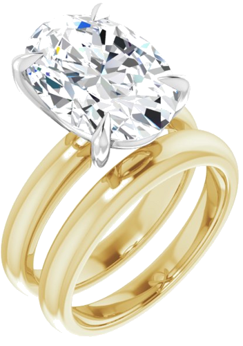 14K Yellow White 14x10 mm Oval Solitaire Engagement Ring Mounting (6)