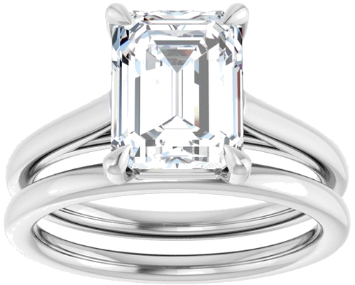 Sužadėtuvių Žiedas „Claw-Pong“ 14k white gold Emerald 9mm x 7mm (8)
