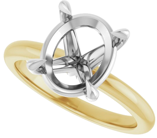 Sužadėtuvių Žiedas „Claw-Prong“ 14k yellow/white gold Oval 11mm x 9mm (5)