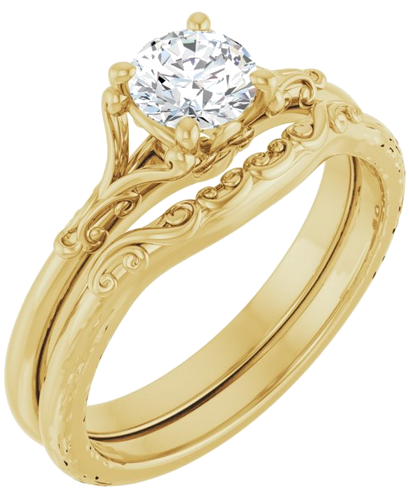 Sužadėtuvių Žiedas „Solitaire“ 14k yellow gold Round 5.2mm (6)