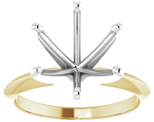 14K Yellow   White 10.2-10.6 mm Round 6-Prong Solitaire Ring Mounting (3)