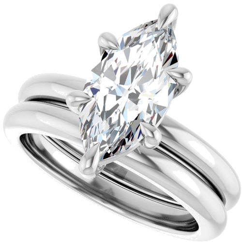 Sužadėtuvių Žiedas „Claw-Prong“ 14k white gold Marquise 13mm x 6.5mm (10)