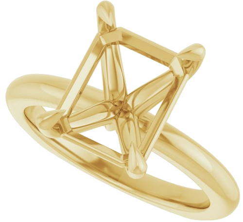 Sužadėtuvių Žiedas „Claw-Prong Euro Shank“ 14k yellow gold Emerald 10mm x 8mm (5)