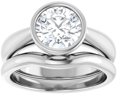 Sužadėtuvių Žiedas „Bezel-Set Solitaire“ 14k white gold Round 7.4mm (8)