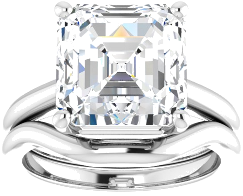 14K White 10 mm Asscher Solitaire Engagement Ring Mounting (8)