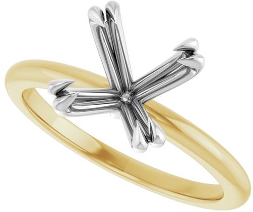 Sužadėtuvių Žiedas „Double Claw-Prong“ 14k yellow/white gold Square 7mm (5)