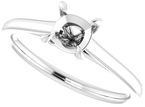 14K White  5 mm Cushion Solitaire Engagement Ring Mounting (5)
