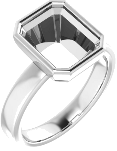 14K White 10x8 mm Emerald Solitaire Engagement Ring Mounting (1)