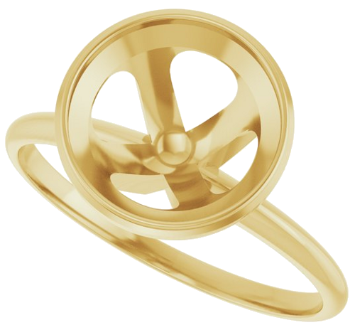 14K Yellow 9 mm Round Solitaire Engagement Ring Mounting (5)