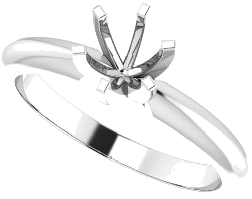 14K White 5-5.3 mm Round 6-Prong Solitaire Ring Mounting (5)