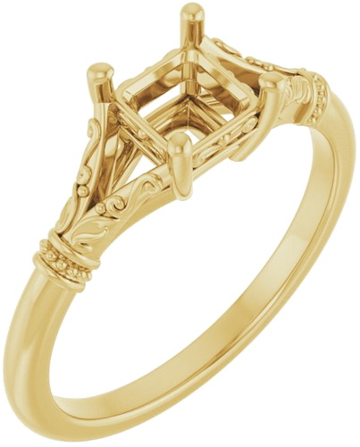Sužadėtuvių Žiedas „Sculptural“ 14k yellow gold Square 5mm (1)